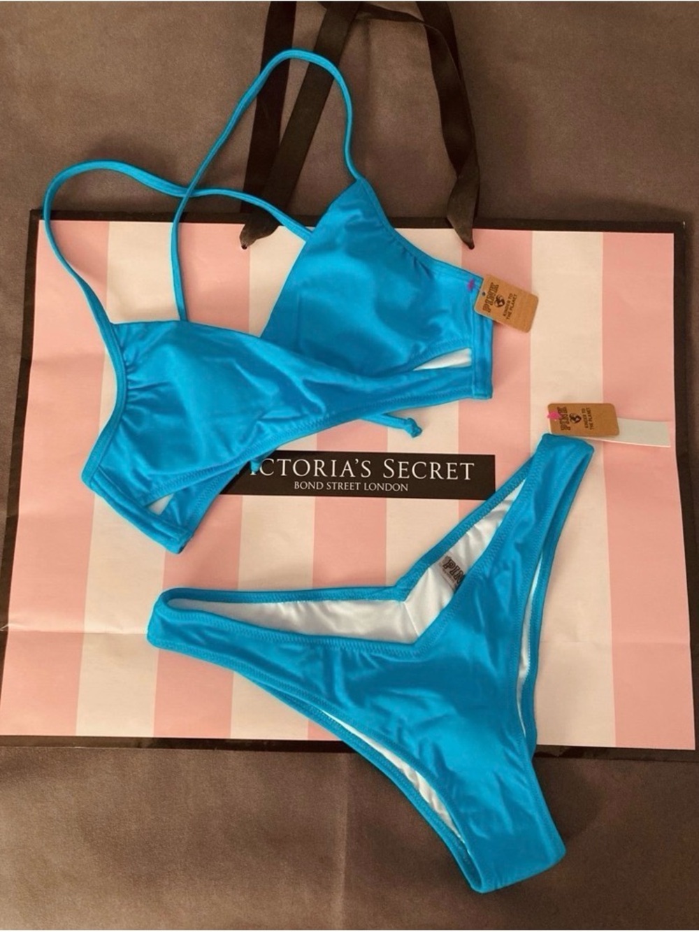 NWT Victorias Secret PINK Body Wrap Bikini Top & V Front Bikini Bottom - S